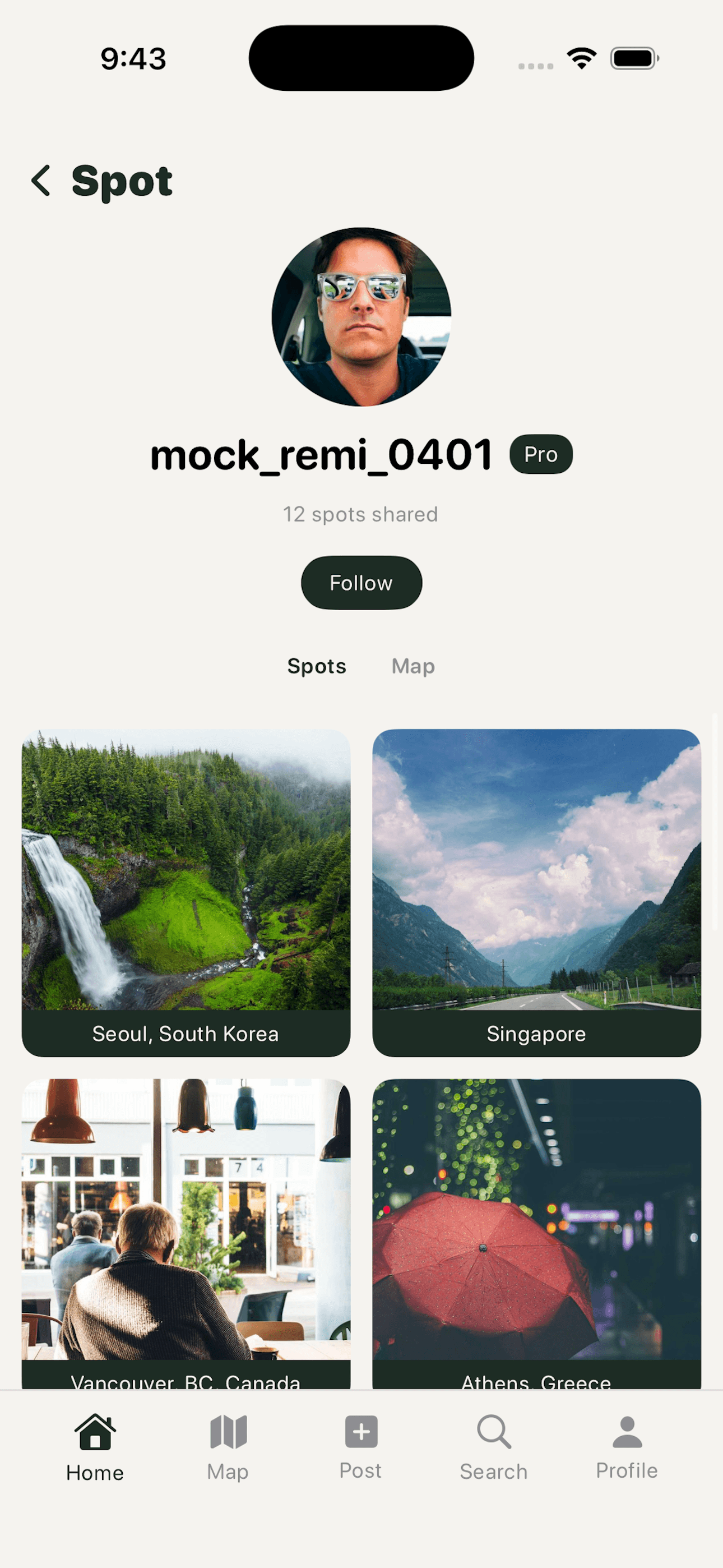 Spot creator profile screenshot